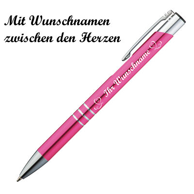 10 Kugelschreiber Mit Gravur – Personalisierbar Mit Namen Oder Text, Metall In Pink