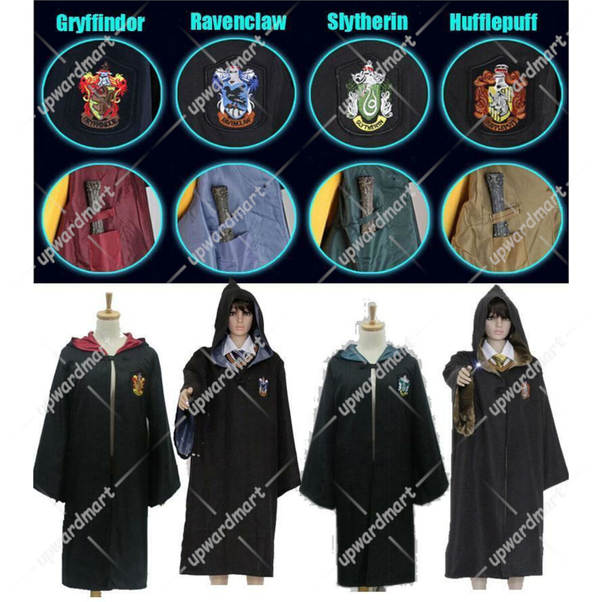 Harry Potter Cosplay Costume Gryffindor Ravenclaw Robe Cloak Adult Kids  Dress