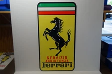 FERRARI SERVIZIO Steel Enamel Die Cut COLORFUL ENAMEL Dealer sign 38" H X 20" W