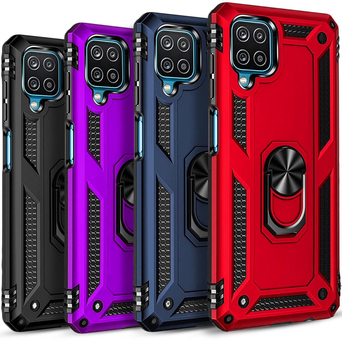 For Samsung Galaxy A12 Case Phone Cover Ring Kickstand +Tempered