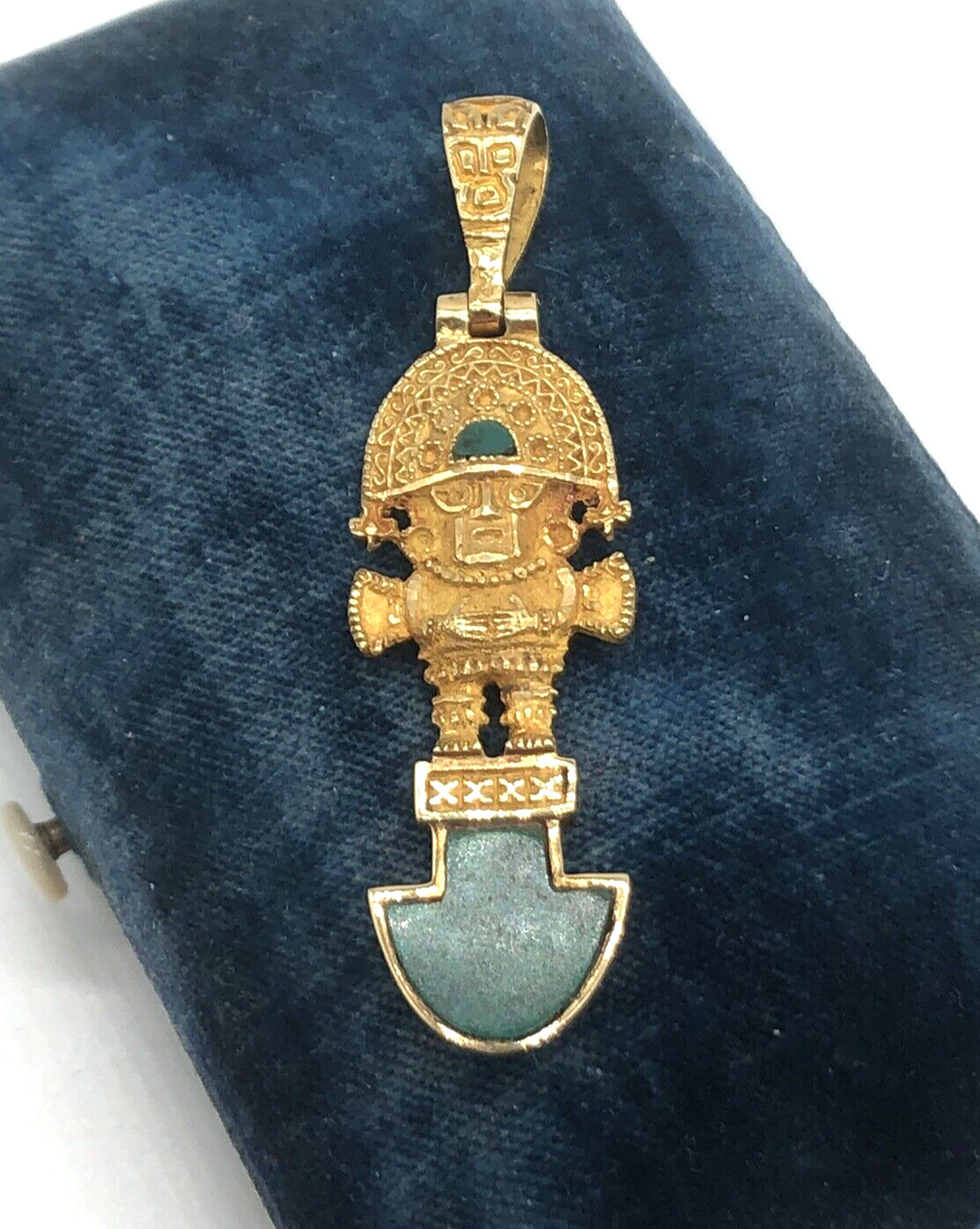 Peruvian Tumi 18k Solid Gold Green Malachite Inla… - image 3