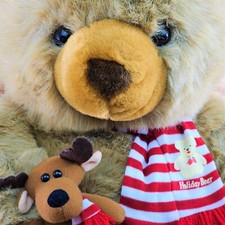 Vintage JC Penney Holiday Collection Teddy Bear Reindeer Stuffed Plush Toy XLG
