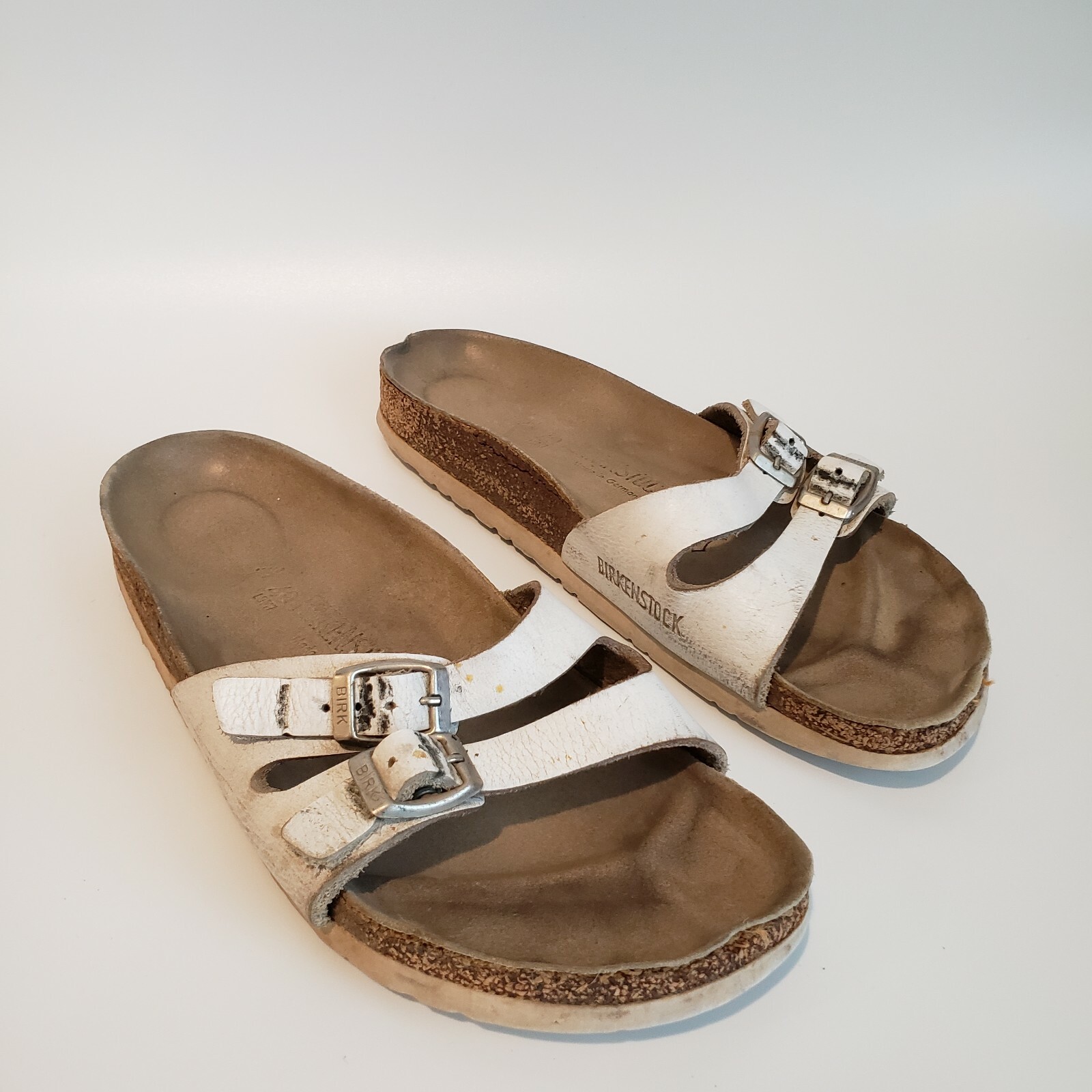 Birkenstock Ibiza Double Strap Slides Open Toe White Cork Sandals Womens 40  | eBay