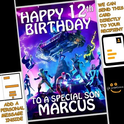 Personalised FORTNITE Birthday Card Son Grandson Boy Nephew Gamer Gaming (A5)