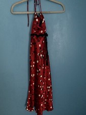 Trixxi Vintage 90’s Y2k Halter Babydoll Dress Red Black Dots Size 3 Fairy Satiny