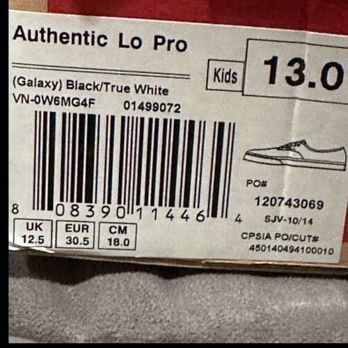 VANS KIDS AUTHENTIC LO PRO COSMIC GALAXY SKATE SHOES- Size 13 New With Box - Picture 9 of 14