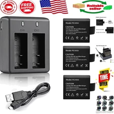 Ultimate 3-Piece Rechargeable Battery Pack with Dual Charger for Action Cameras