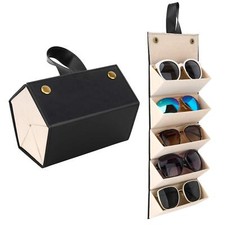 Estuche de viaje para gafas de sol con 5 ranuras Estuche de cuero para anteojos