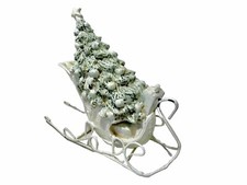 Vintage Victorian Ivory Sleigh With Decorated Christmas Tree Inside Ornament