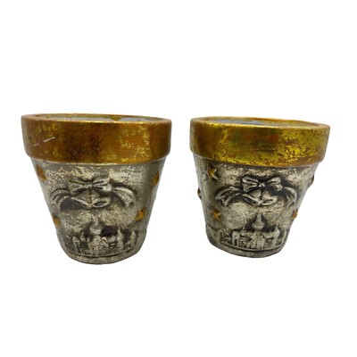 Set of 2 Christmas Flower Pots , Planters 4.5x4.5 new