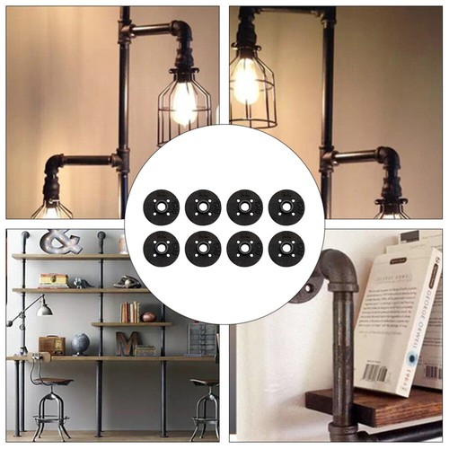 8 Pcs Flange Base Malleable Iron Fittings Furniture Shelving Decor - Picture 7 of 12