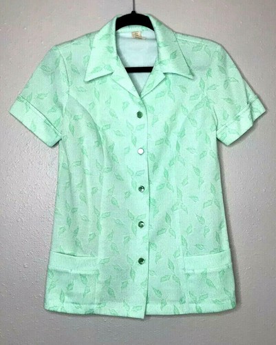 Vintage Womens 12 Pant Suit Set Top/Pants Mint Green MOD Retro 70s Brady Bunch - Picture 4 of 9