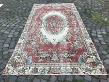 Turkish Antique rug Bohemian Area rug Oushak rug Vintage Rug Handmade Wool rug