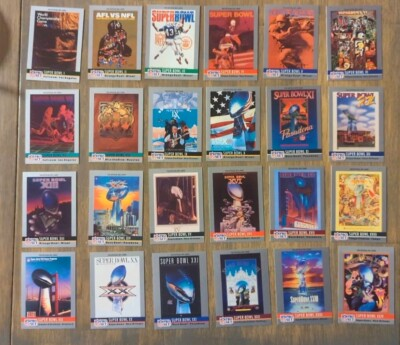 #ad 1990 Pro Set Super Bowl Set of 24 Cards SB I to XXIV Complete Poster Style $6.99