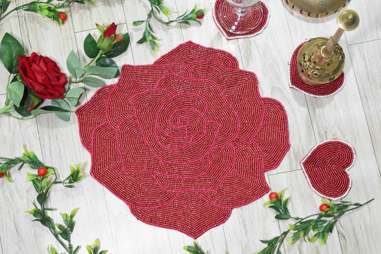 ZARIMOON beaded valentine day placemat handmade tablemat charger placemat Rose eBay