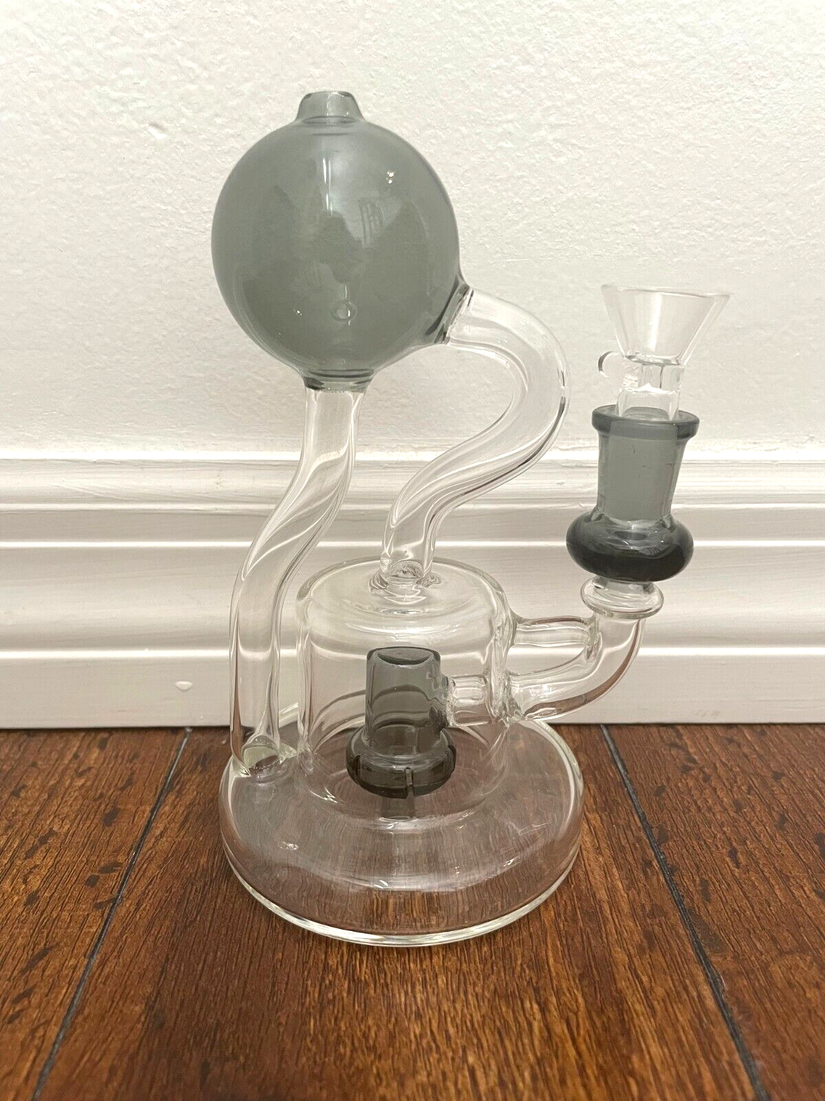 6.5” Premium Glass Water Pipe Bulb Black Shower Head Perc 14mm