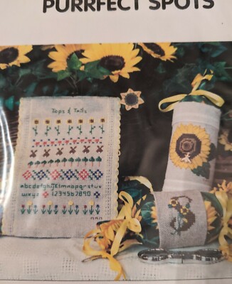 SALLY'S SUNFLOWERS Purrfect Spots by Nan Garden Themed Cross Stitch Chart 
