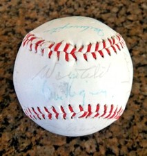 1950's Dodgers & Giants Greats signed Baseball: ALSTON, ERSKINE, IRVIN+  PSA LOA