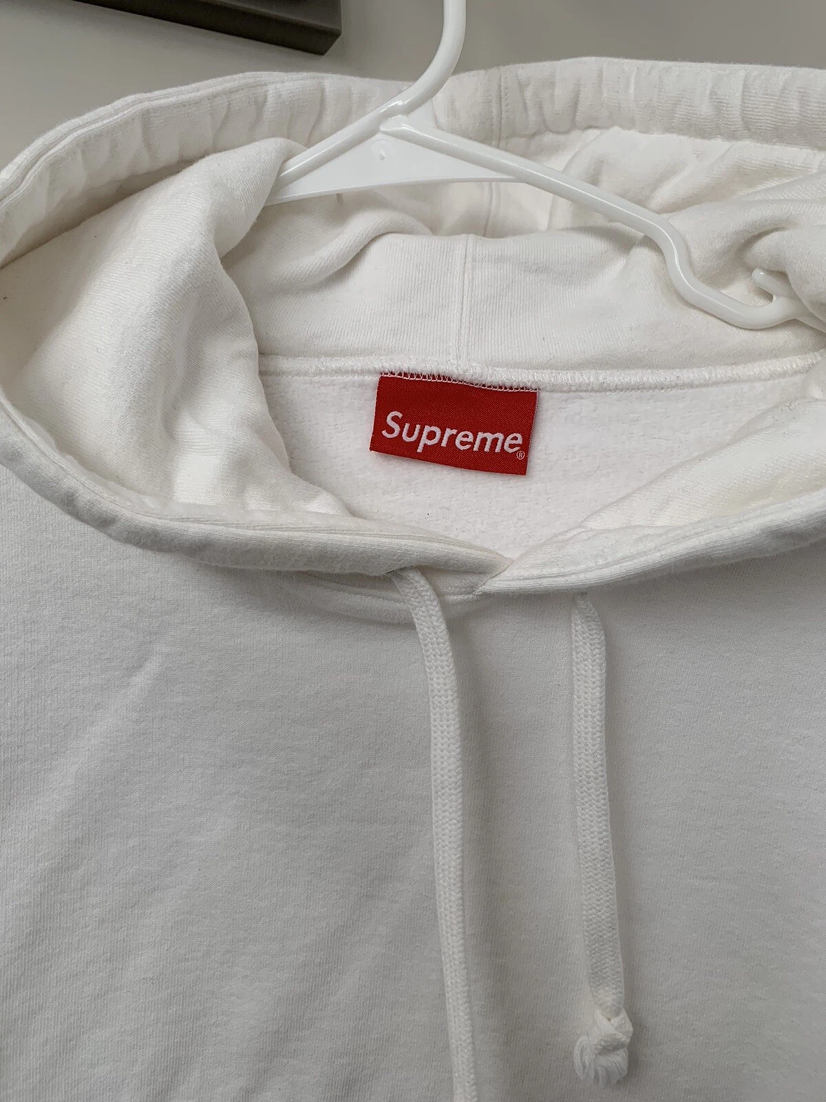 Felpa con cappuccio Supreme con cerniera SS19 bianca taglia media