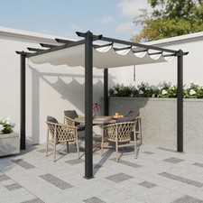Barbecue Pergola Awning Grey Aluminum Frame Beige Canopy Furniture Decking Sets