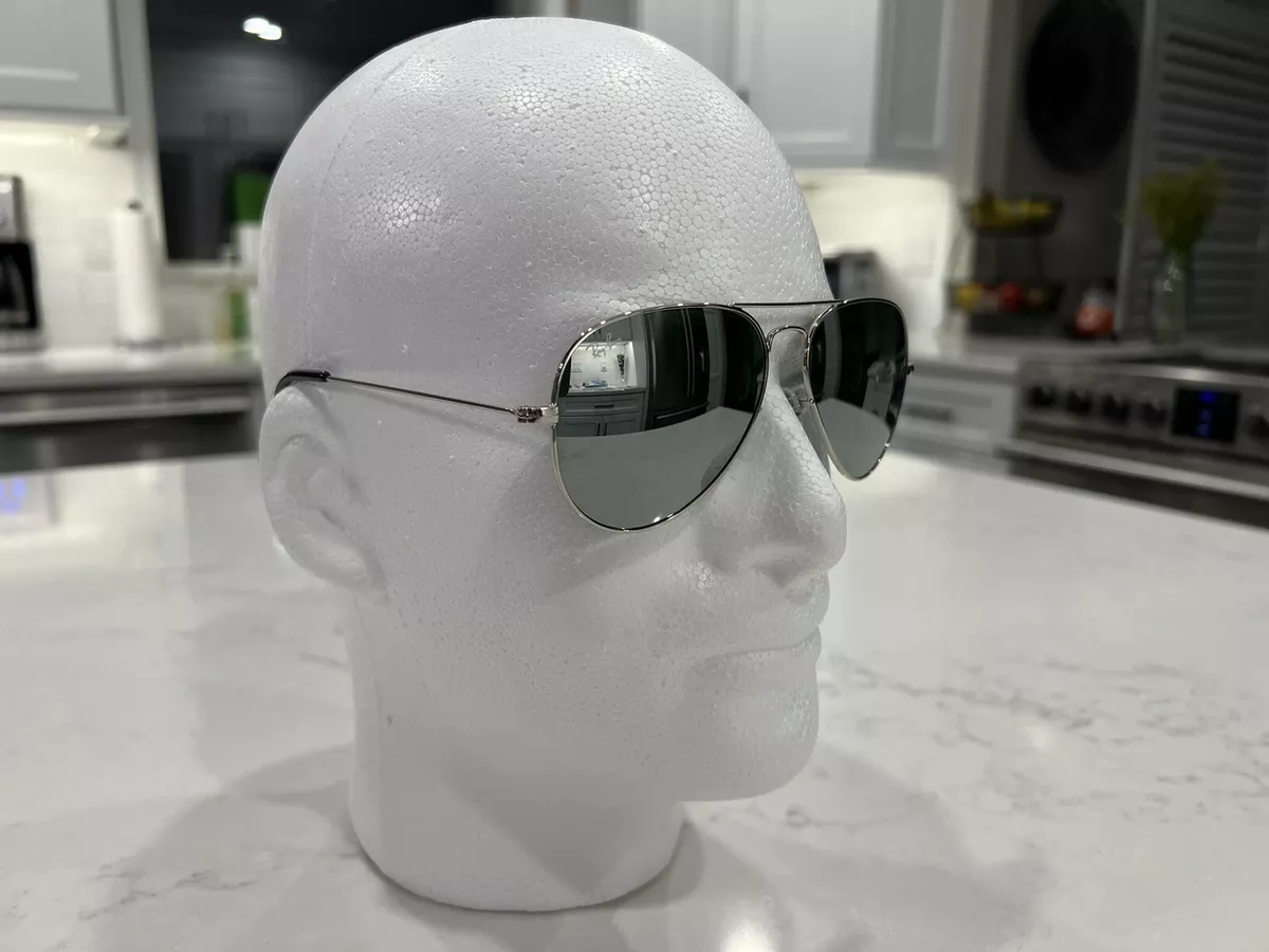 Ray Ban Aviator Classic Polished Silver Frames Mirrored Gray