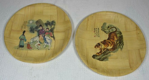Bamboo Decorative Plates Historical Chinese Artistic Scenes Rare HTF - 4 Scenes - Picture 12 of 12