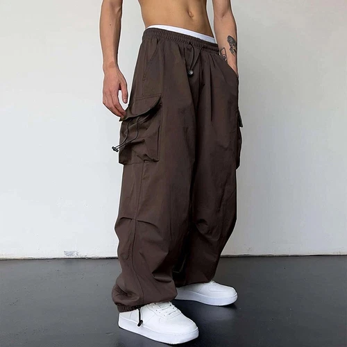 Casual Baggy Cargo Parachute Pants Men's Vintage Y2k Wide Leg Sweatpants Gifts - Bild 9 von 23