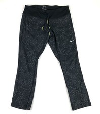 Nike Drifit Crop Leggings Size Small Geometric Design Yoga Pants Black Gray