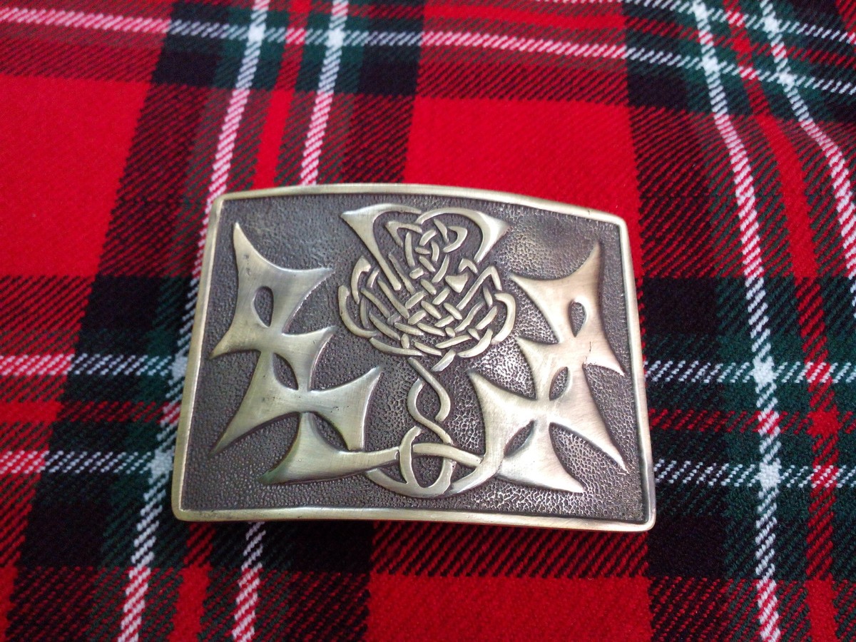 Boucle de ceinture rectangulaire à nœud celtique noir - Prêt