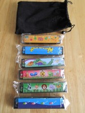 6 Styles Harmonica's for Kids w/Pouch