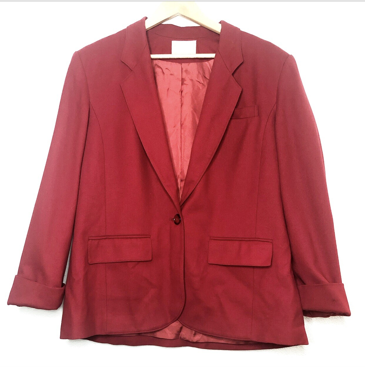 Red Pendleton Blazer Jacket Cuff Sleeves Vintage … - image 1