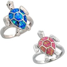 Sterling Silver Opal Sea Turtle Ring