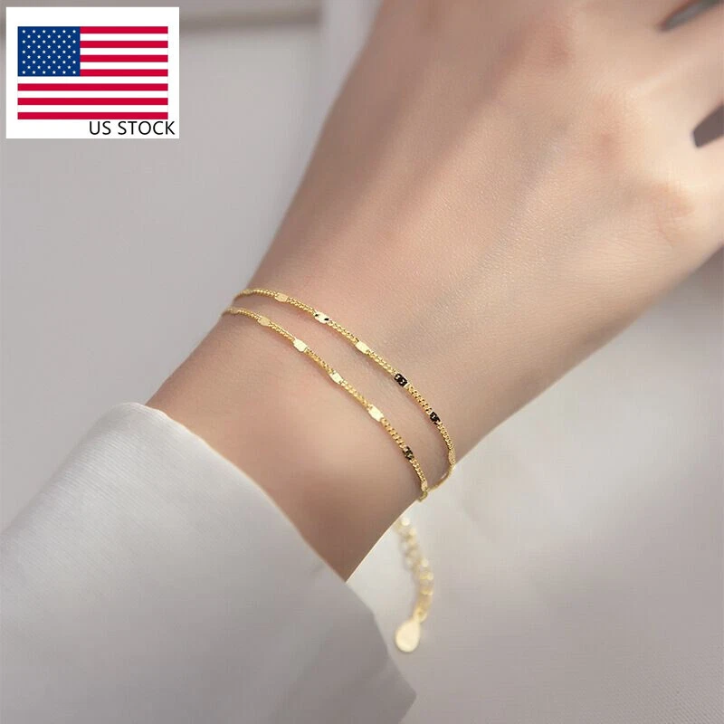 Amazon.com: Gold Bangle Bracelets for Women Set 18K Gold Plated Paperclip  Link Chain Layered Stacking Beaded Bracelets Stackable Trendy Gold Jewelry  Birthday Valentines Day Christmas Gifts for Women: Clothing, Shoes & Jewelry