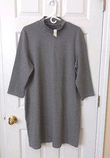 New! THE LIMITED Gray Herringbone Shift Dress Casual Career Polyester Size 1X