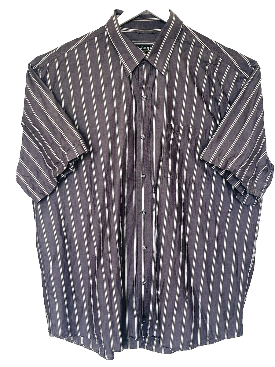 Chemise Homme Jeep – Gris à Carreaux, Manches Courtes, Col Chemise, Coton, Taille XL