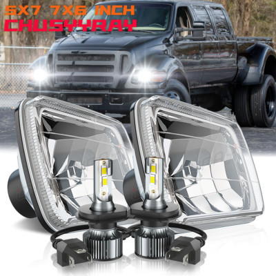 Pair 5x7 7x6'' LED Headlights Hi/Lo Fit Ford F650 F750 F250/350/450 Super Duty