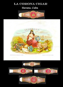 RARE Cuban Cigar label LA CORONA Brand. 1890s. Havana Collectibles