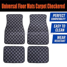 Front 2nd Row Universal Floor Mats Carpet Fits Honda Checkered Flag Full Set