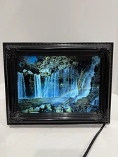 Vintage Light Up Motion-sound Waterfall  Picture Shadow Box 12”x9”. Tested