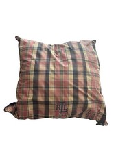 Ralph Lauren 26" Square Reversible pillow Blue plaid Blue Solid 100 Cotton