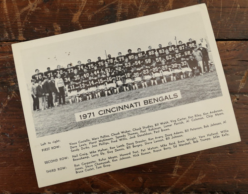 CINCINNATI BENGALS 1971 Post Card Team Photo KEN ANDERSON Football NFL Used