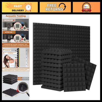24 Pack Acoustic Foam Panels 12x12x2'' - Pyramid Design, Soundproof, Fire Resista