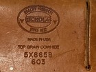 Brown leather Nicholas’ tool belt pouch with embossed logo, “5X865B 603 Made in U.S.A.”