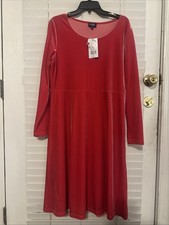 Chaps Vibrant Red Velvet Long Sleeve Dress size XL NWT