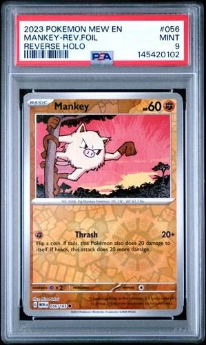 2023 POKEMON MEW EN-151 REVERSE HOLO #056 MANKEY PSA 9