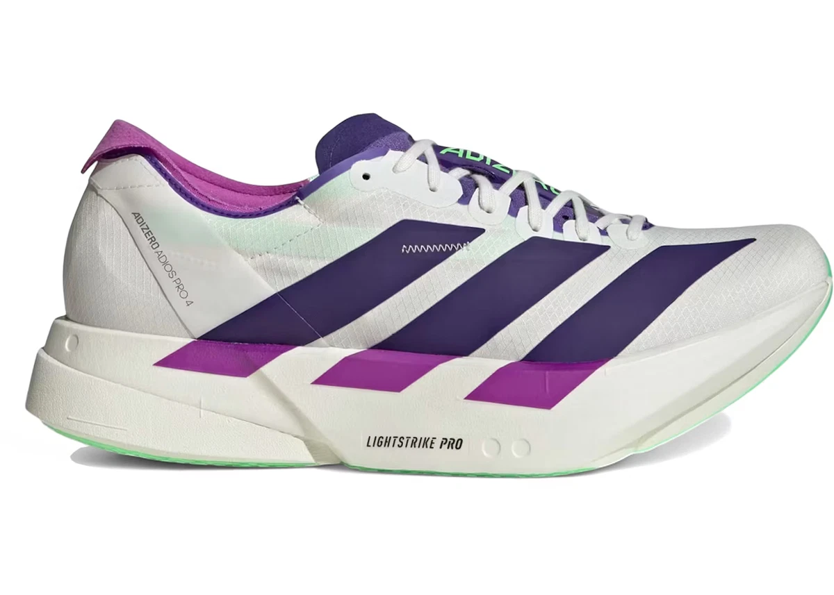 adidas Adizero Adios Pro 4 Core White Purple Lime Burst for Sale