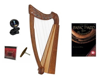 Roosebeck Harp w/ Chelby Levers, Extra Strings, Play Book & Clip-on Tuner