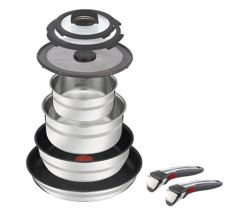 Tefal Kochtopf Jamie Oliver Batch-Cooking Set Induktion 30 Cm, Aluminium, Antihaftversiegelung, Thermo-Signal, Rezeptbuch, H91254, Topf