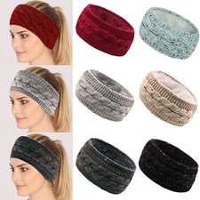 Womens Thermal Ribbed Thick Fleece Lined Winter Headband Wrap Ear Warmer Knit