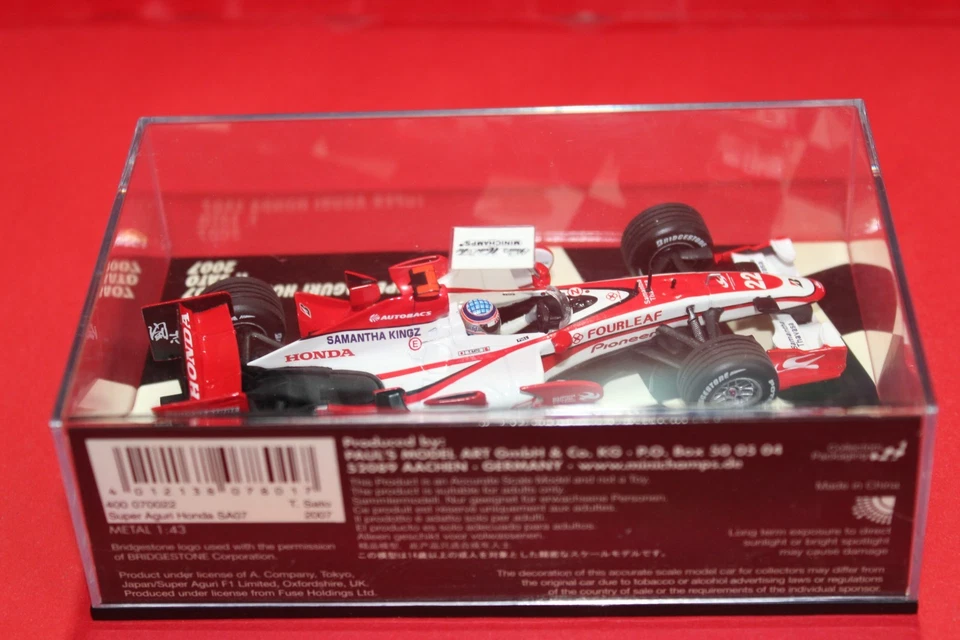 1/43 Super Aguri Honda SA07 (2007) - #22 T. Sato - MINICHAMPS - Immagine 3 di 3